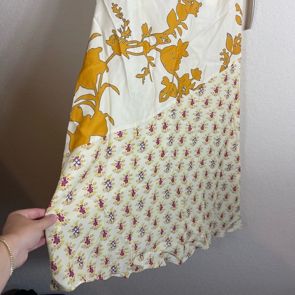 Plenty by Tracy Reese Asymmetric Shift Dress Patchwork Satin Floral Size M NWT - Picture 3 of 12